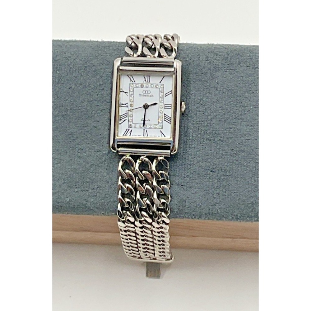 Triumph Women's Silver Tone Triple Chain‎ Bracelet Watch